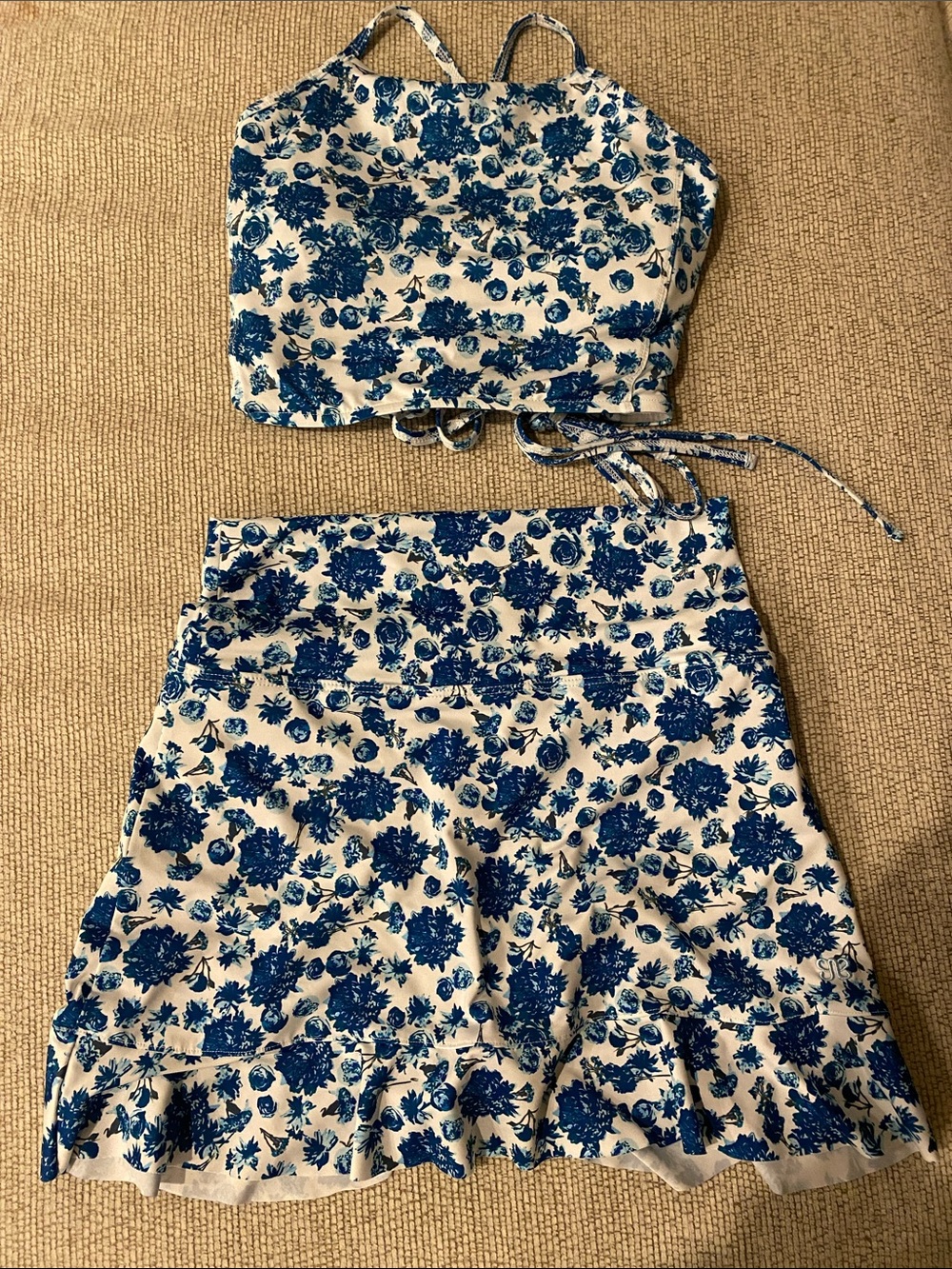 Albion Blue & White Floral Swim set